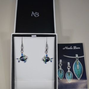 Nicole Barr Sterling Silver Fish Earrings